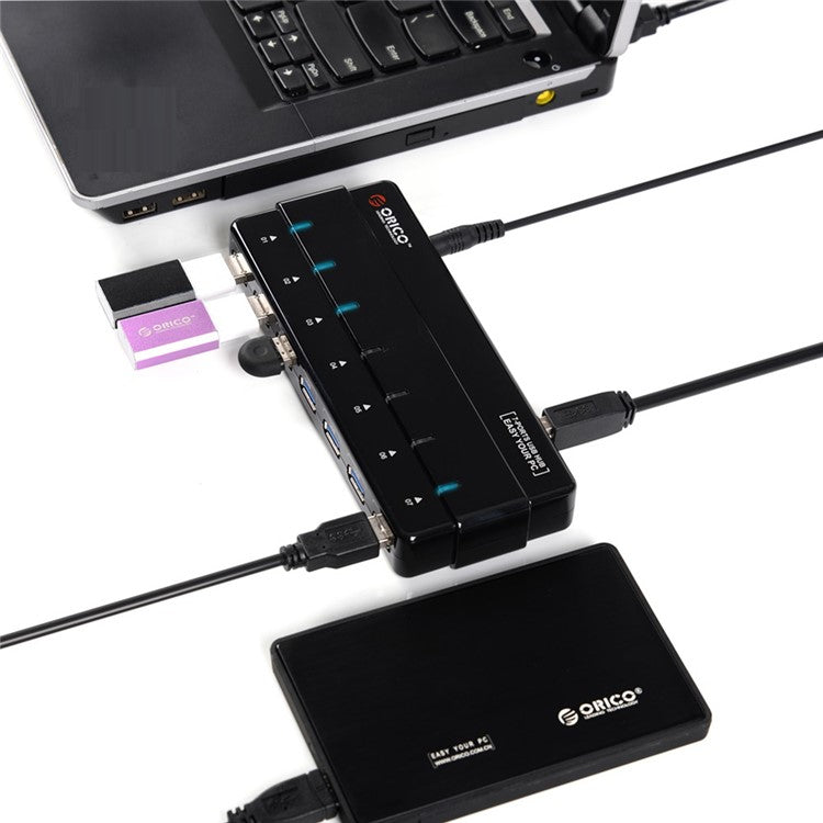 ORICO ABS 7-Port USB 3.0 HUB with Power Adapter & Cable (H7928-U3) - Black