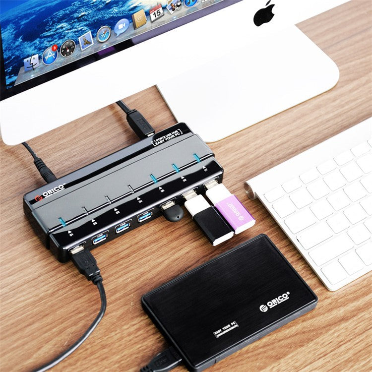 ORICO ABS 7-Port USB 3.0 HUB with Power Adapter & Cable (H7928-U3) - Black