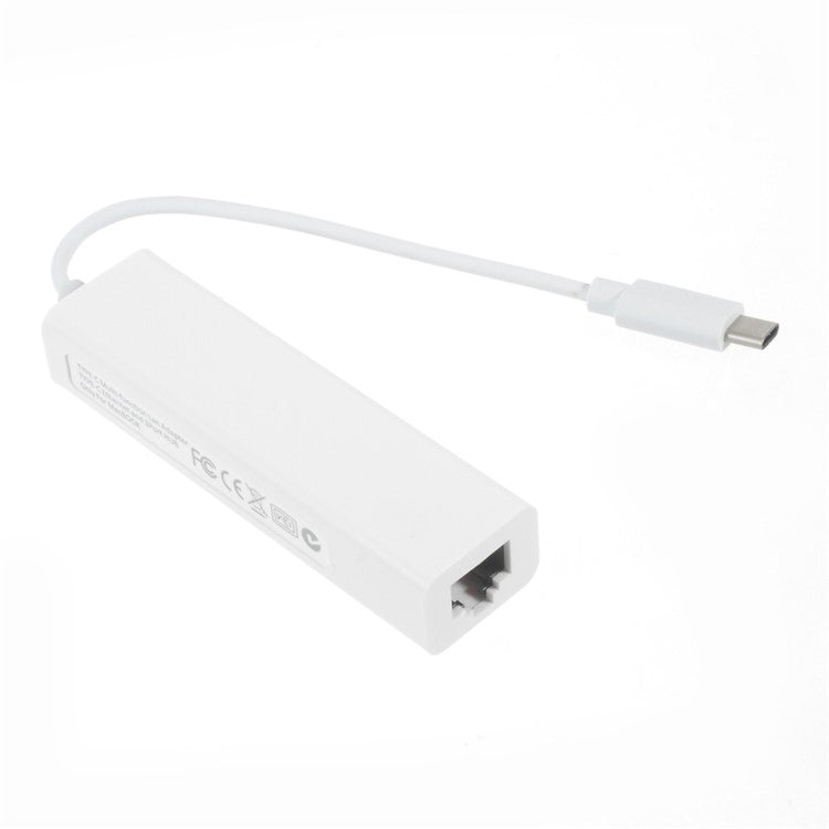USB 3.1 Type C to 3-Port USB 2.0 Hub with Gigabyte Ethernet Adapter for Apple New MacBook 12-inch - White