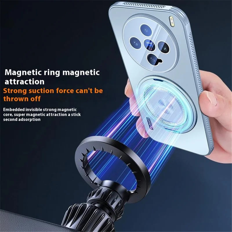 For vivo X200 Pro mini 5G Magnetic Case Kickstand TPU PC Heat Dissipation Phone Cover - Grey