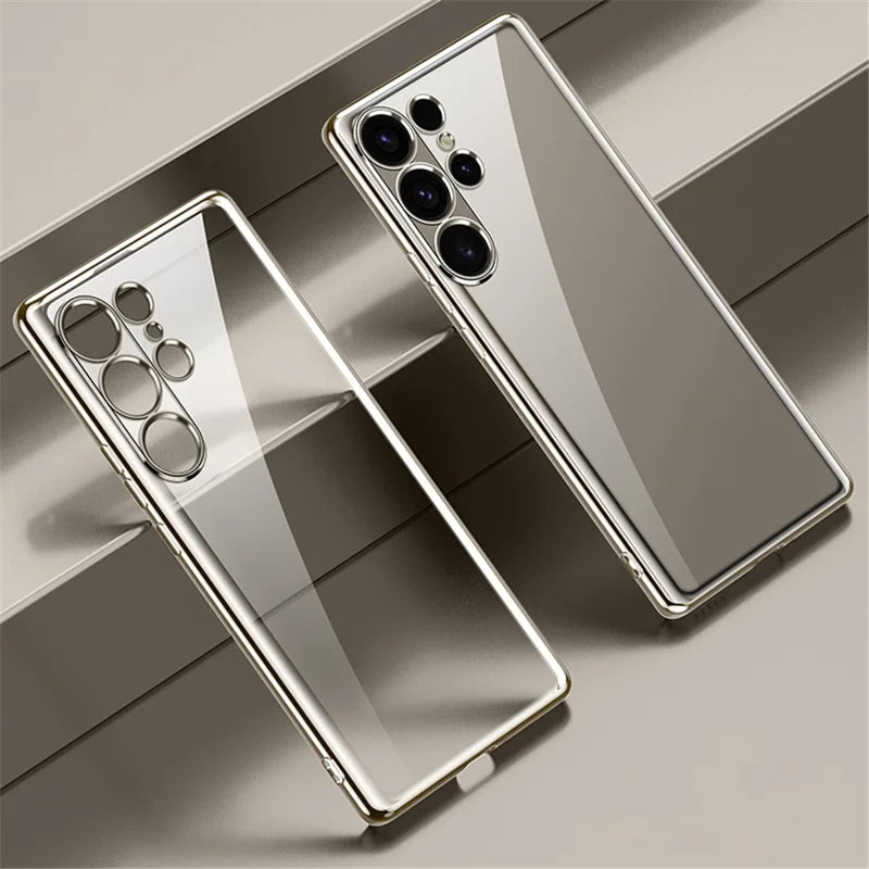 SULADA For Samsung Galaxy S25 Ultra Case Ultra Thin Electroplated TPU Clear Phone Cover - Silver