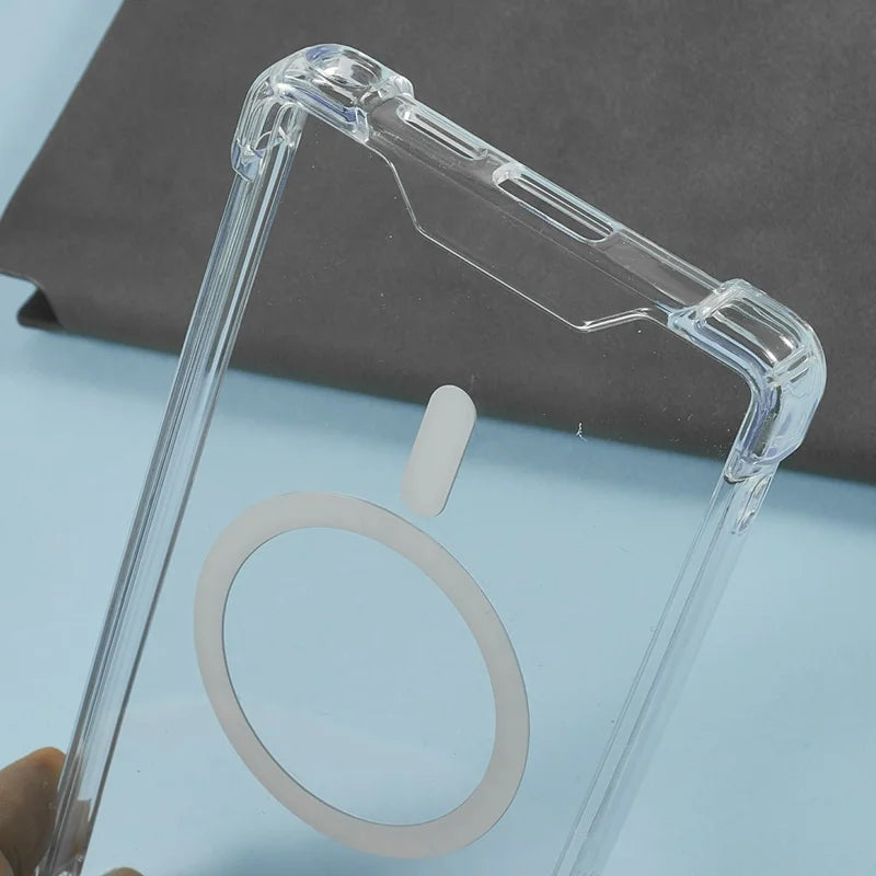 For Samsung Galaxy S23 Ultra Magnetic Case 1.5mm Shockproof Clear Phone Back Cover