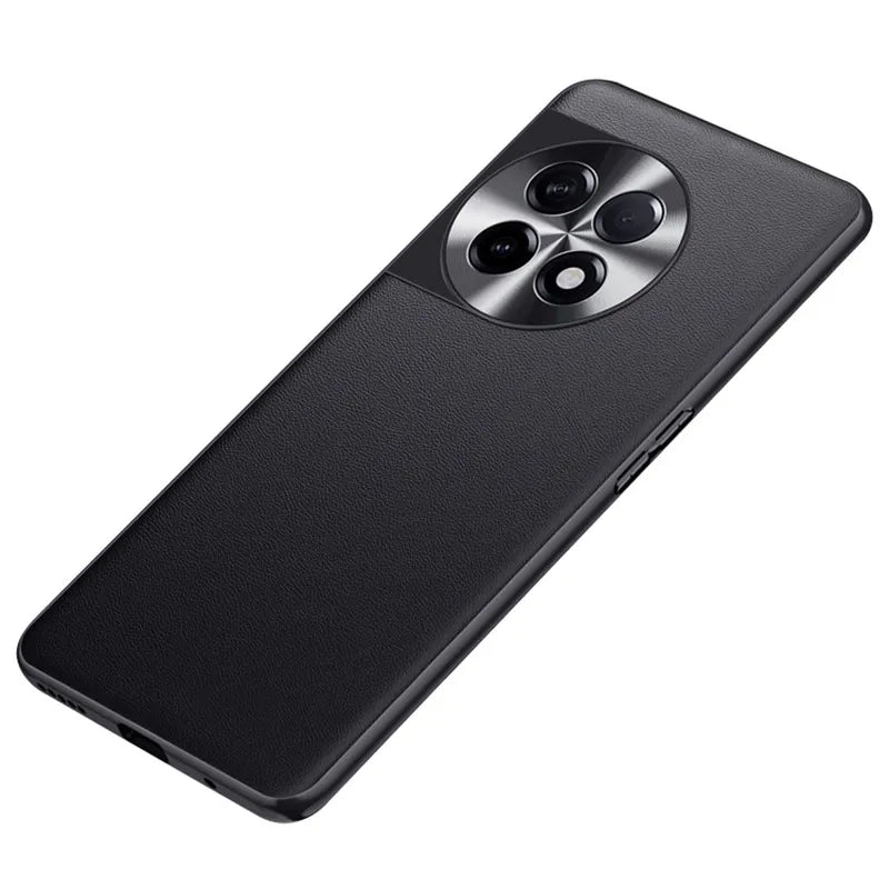 For OnePlus Ace 2 5G / 11R 5G PU Leather Coated TPU + PC Phone Case Metal Lens Design Shockproof Cover - Black