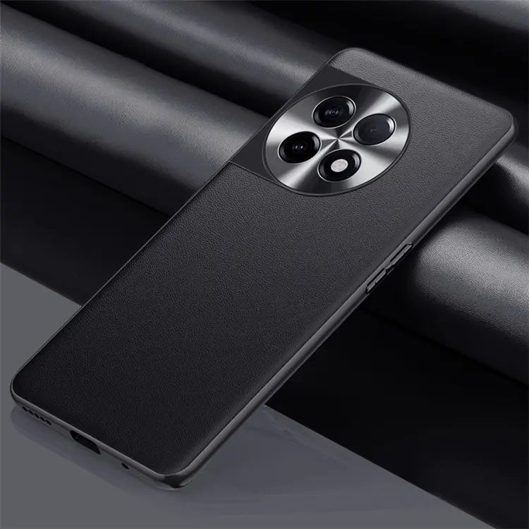 For OnePlus Ace 2 5G / 11R 5G PU Leather Coated TPU + PC Phone Case Metal Lens Design Shockproof Cover - Black
