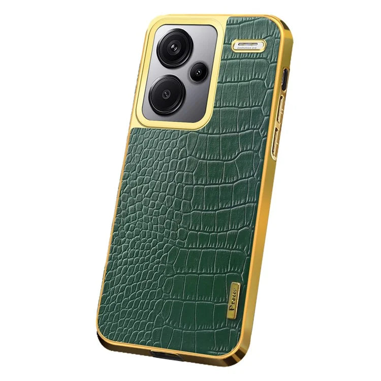 For Xiaomi Redmi Note 13 Pro+ 5G Case Crocodile Texture Electroplating Phone Cover - Green
