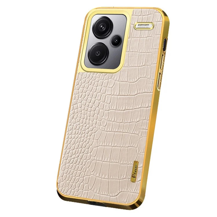 For Xiaomi Redmi Note 13 Pro+ 5G Case Crocodile Texture Electroplating Phone Cover - White