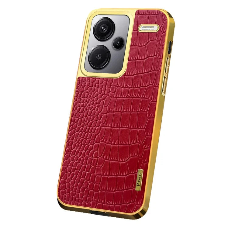 For Xiaomi Redmi Note 13 Pro+ 5G Case Crocodile Texture Electroplating Phone Cover - Red