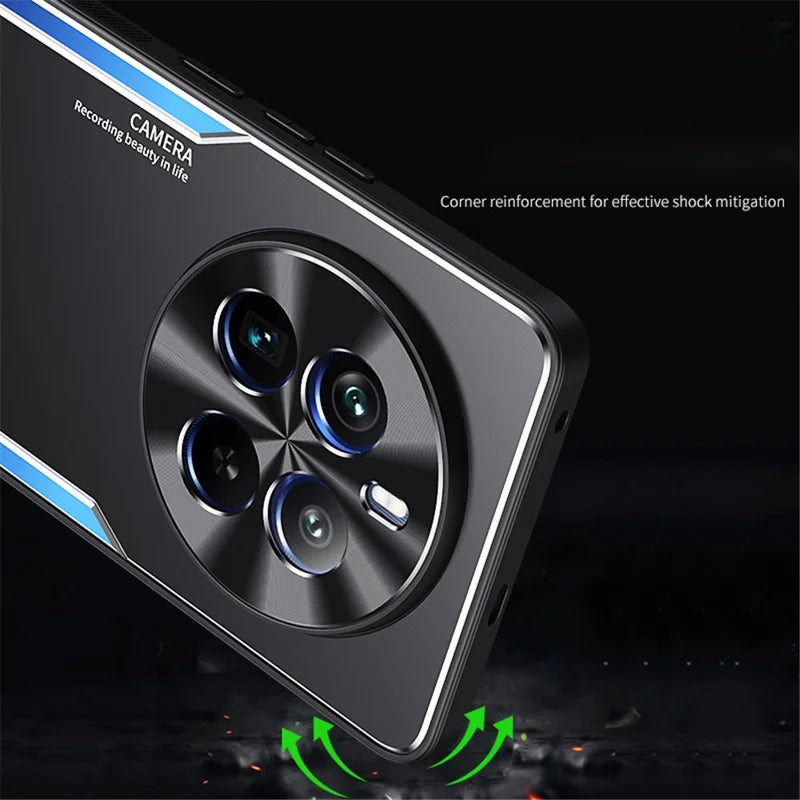For Realme 12 Pro 5G / 12 Pro+ 5G Case Aluminium Alloy+TPU Ultra Slim Shockproof Phone Cover - Blue