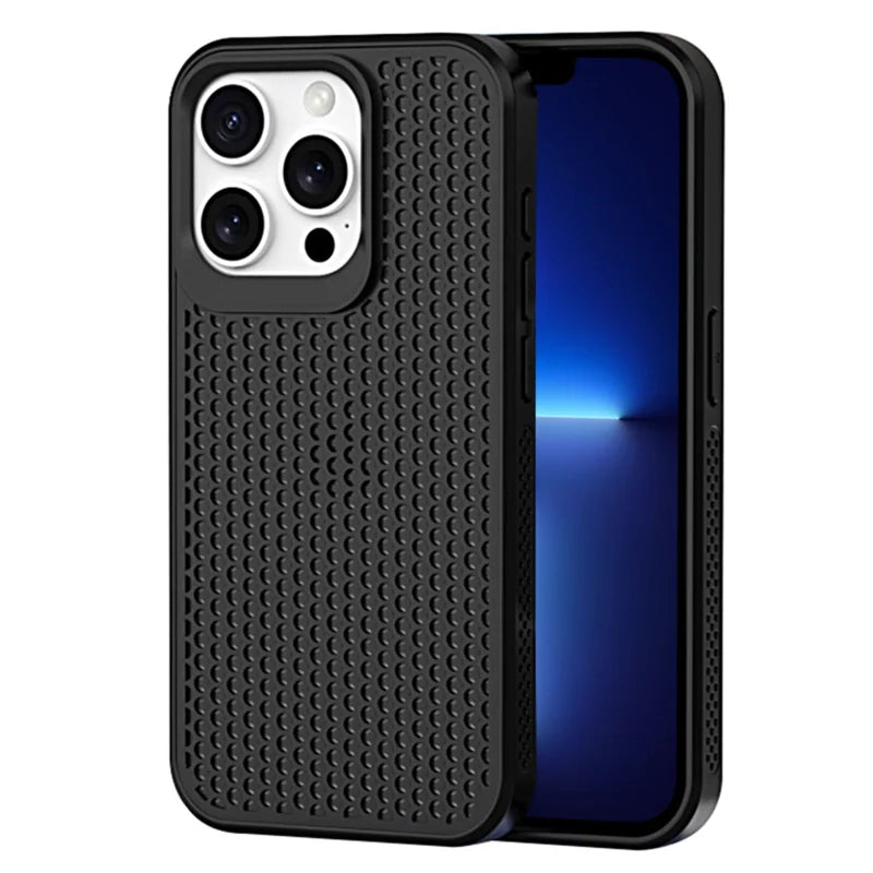 For iPhone 13 Pro Case PC+TPU Heat Dissipation Hollow Cover Phone Accessories Distributors - Black