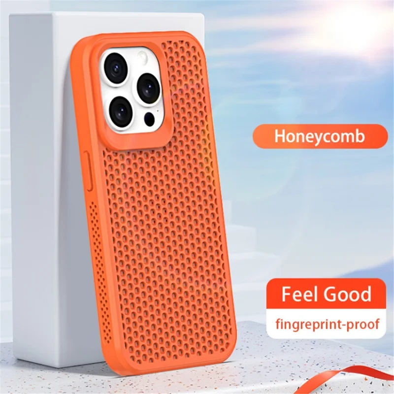 For iPhone 13 Pro Case PC+TPU Heat Dissipation Hollow Cover Phone Accessories Distributors - Black