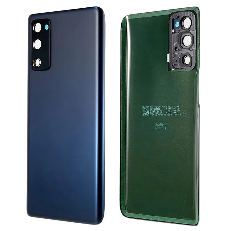 For Samsung Galaxy S20 FE 4G G780 / S20 FE 5G G781 Battery Housing with Adhesive Sticker + Camera Lens Cover - Dark Blue