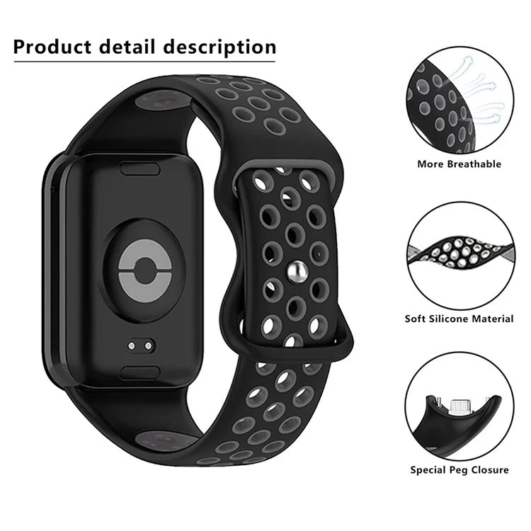 KALEBOL KLB-SSGJ-002 For Xiaomi Smart Band 8 Pro / Redmi Watch 4 Silicone Strap Dual Color - Black+Grey