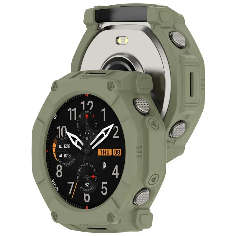 For Huami Amazfit T-Rex Ultra 2 Armor Watch Cover Hollow TPU Watch Frame Case - Green