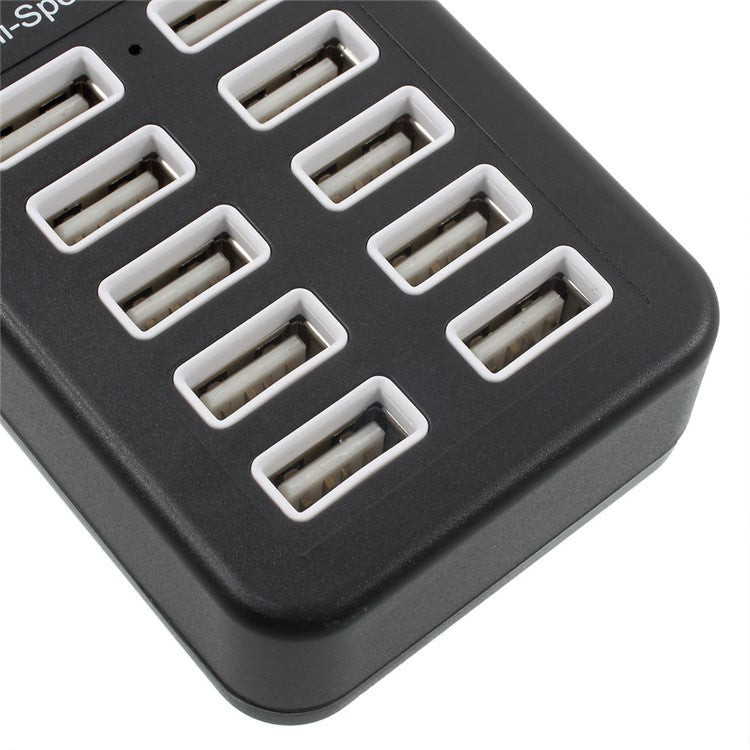 480Mbps High Speed 10-Port USB 2.0 Extender Hub with 1m Cable and Power Switch - Black