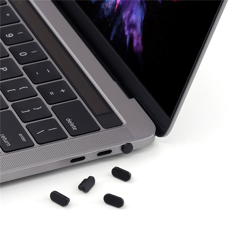 ENKAY HAT PRINCE 5Pcs/Set Anti-dust Plugs for MacBook 12-inch / MacBook Pro 13.3-inch / MacBook Pro 15.4-inch - Black