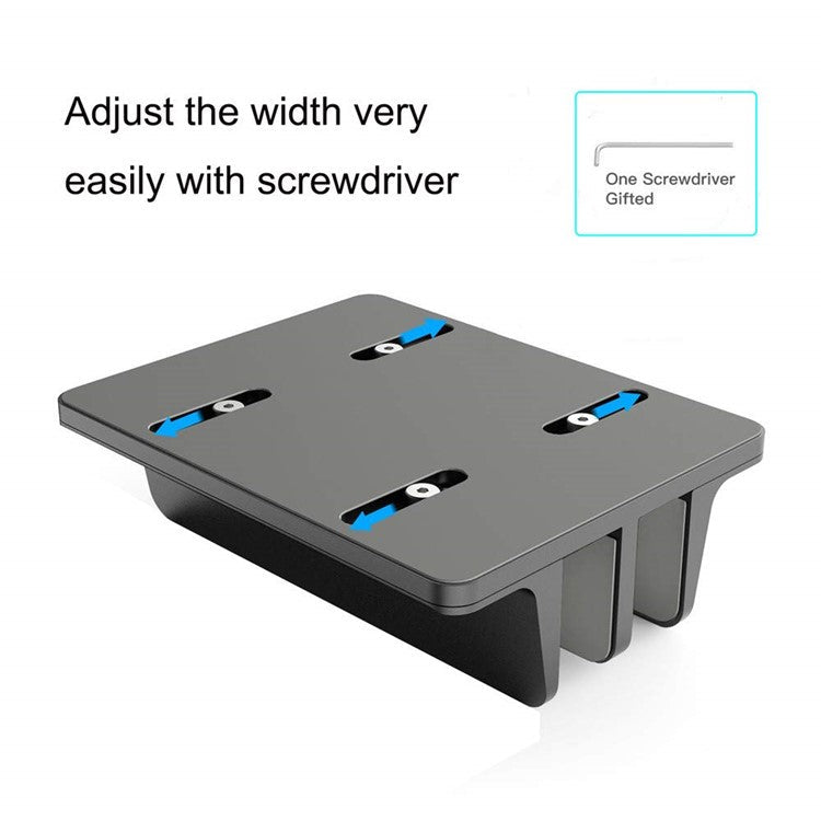 XWJ-004A Adjustable Width Double Slots Cooling Laptop Notebook Tablet Bracket Base - Black