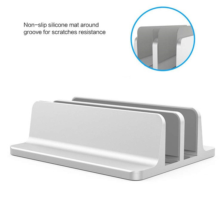 XWJ-004A Adjustable Width Double Slots Cooling Laptop Notebook Tablet Bracket Base - Silver