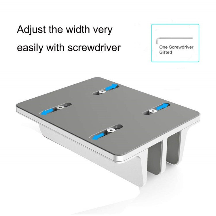 XWJ-004A Adjustable Width Double Slots Cooling Laptop Notebook Tablet Bracket Base - Silver