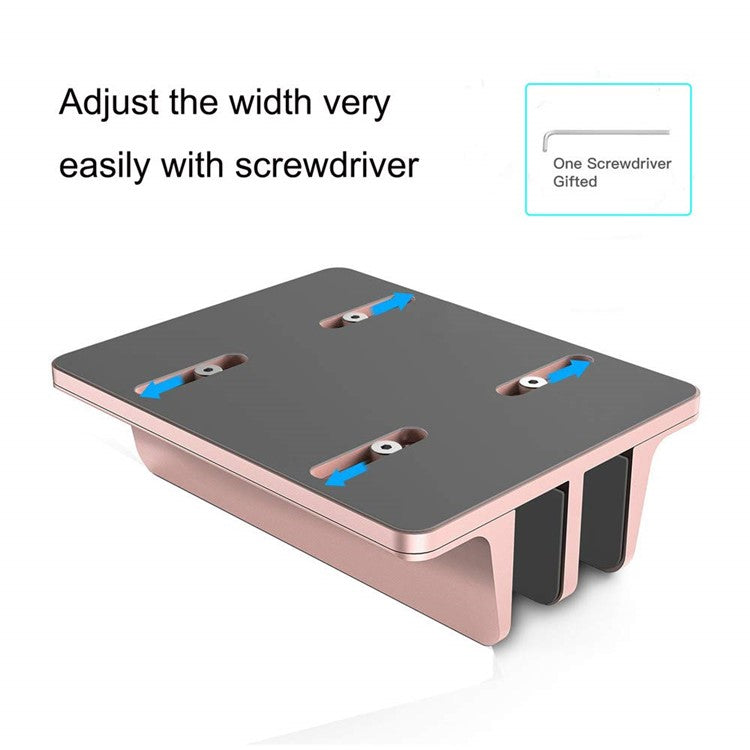 XWJ-004A Adjustable Width Double Slots Cooling Laptop Notebook Tablet Bracket Base - Rose Gold