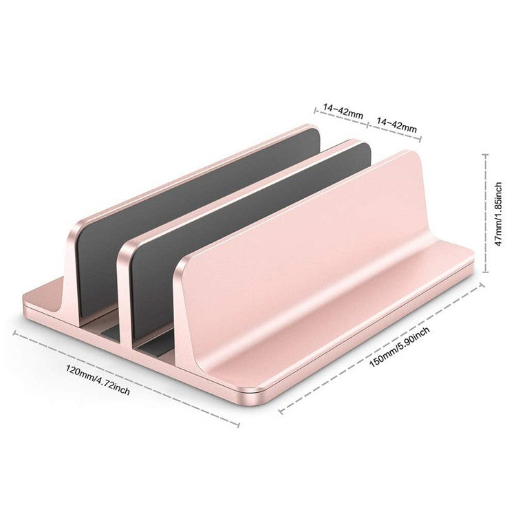 XWJ-004A Adjustable Width Double Slots Cooling Laptop Notebook Tablet Bracket Base - Rose Gold