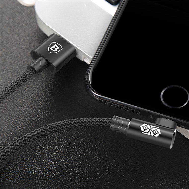 BASEUS MVP Elbow 2A Fast Charging Right Angle 90-Degree iP Data Cable - Black