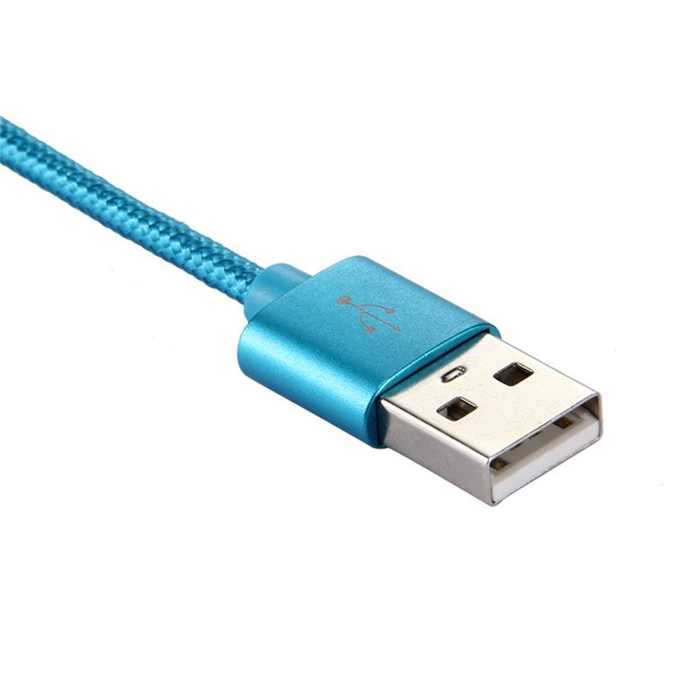 For iPhone 15 Series 2m Woven Texture Type-C USB Reversible Charging Cable for Samsung Note 8 / S8 / S8 Plus etc. - Blue