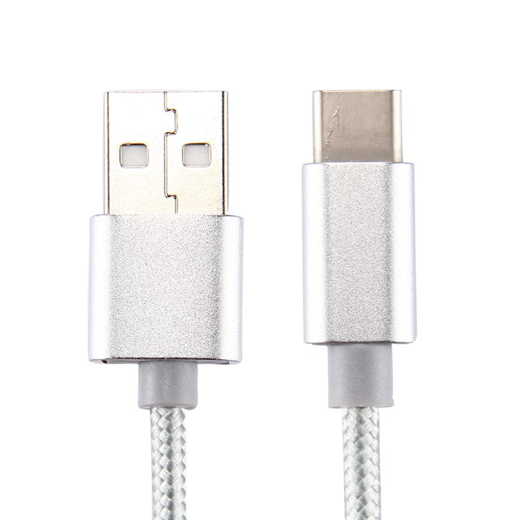 For iPhone 15 Series 0.5m Woven Texture Type-C USB Reversible Cable for Samsung Note 8 / S8 / S8 Plus etc. - White