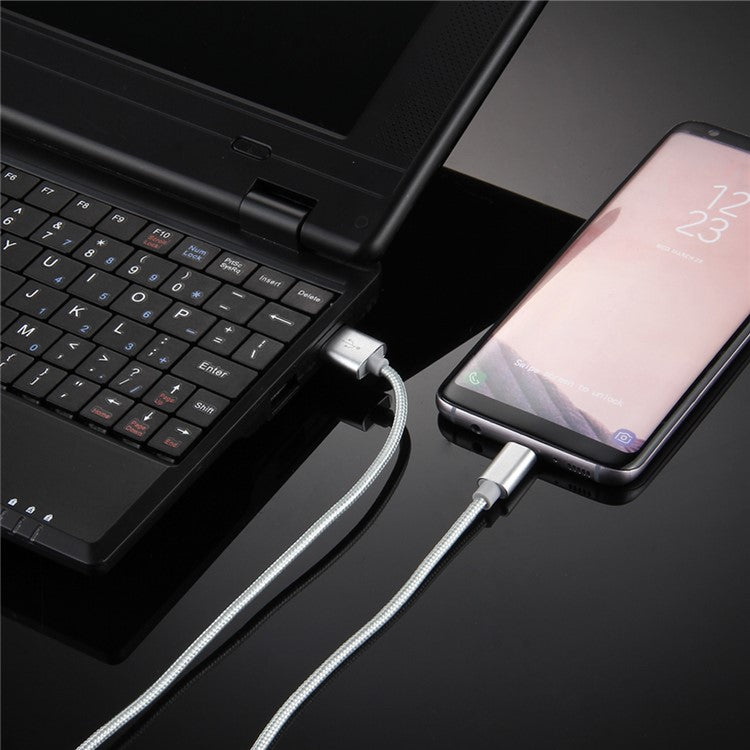 For iPhone 15 Series 1m Woven Texture Type-C USB Reversible Cable for Samsung Note 8 / S8 / S8 Plus etc. - White