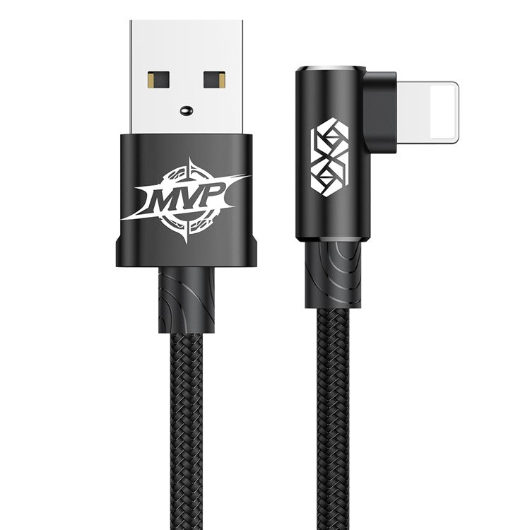 BASEUS MVP Elbow USB Data Sync Cable Right Angle 90-Degree USB to iP Charging Cord 2m 1.5A - Black