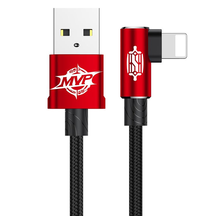 BASEUS MVP Elbow USB Data Sync Cable Right Angle 90-Degree USB to iP Charging Cord 2m 1.5A - Red