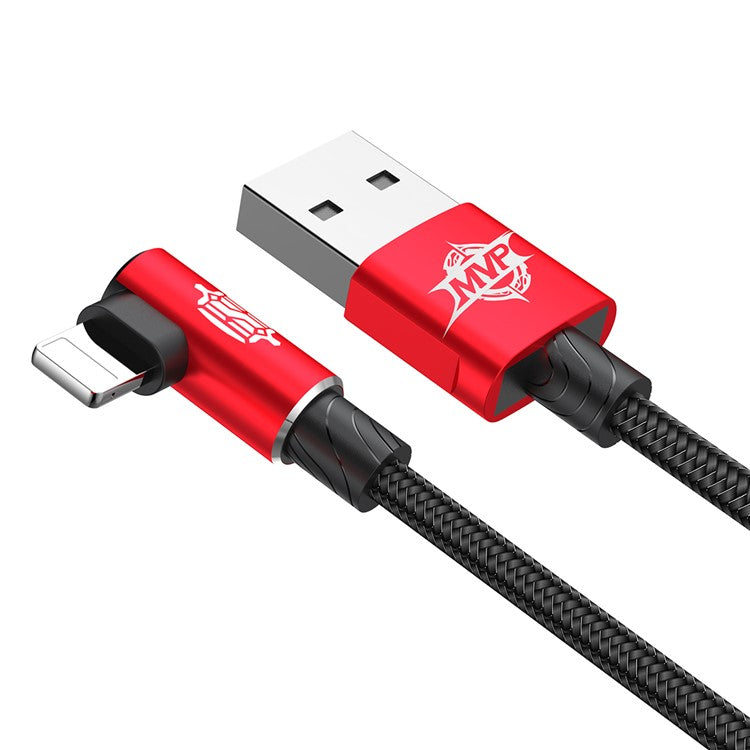BASEUS MVP Elbow USB Data Sync Cable Right Angle 90-Degree USB to iP Charging Cord 2m 1.5A - Red
