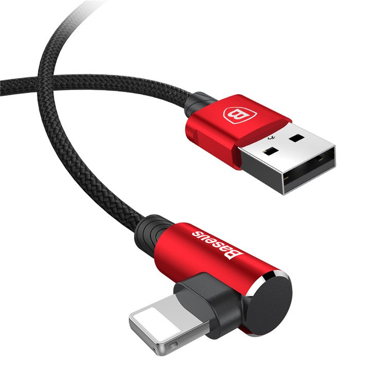 BASEUS MVP Elbow USB Data Sync Cable Right Angle 90-Degree USB to iP Charging Cord 2m 1.5A - Red