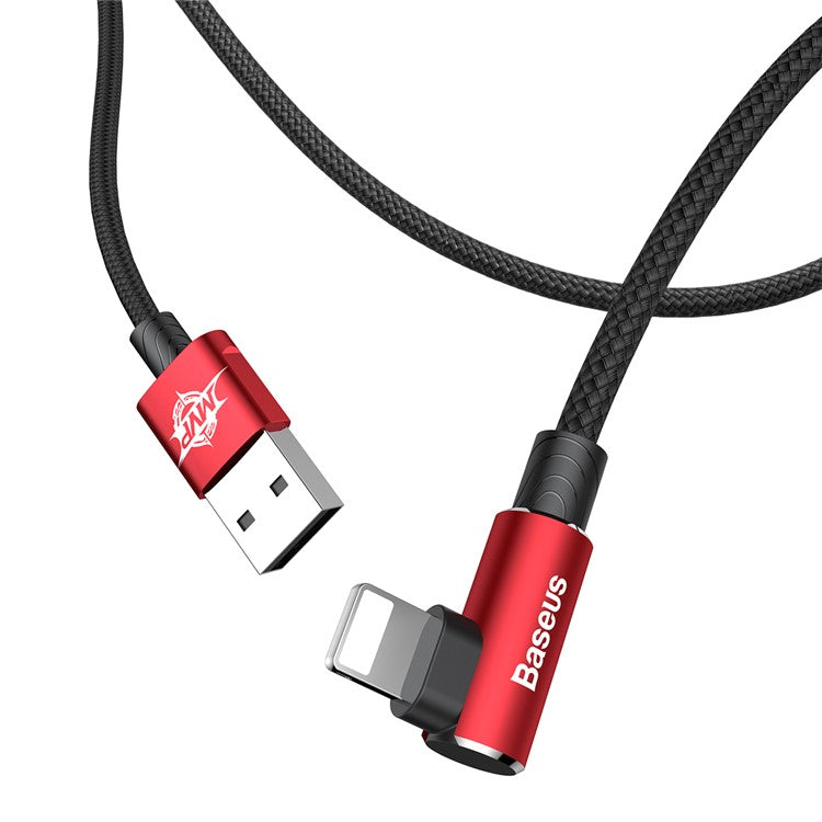 BASEUS MVP Elbow USB Data Sync Cable Right Angle 90-Degree USB to iP Charging Cord 2m 1.5A - Red