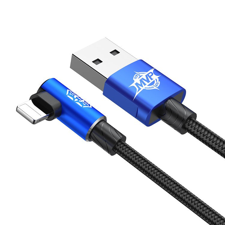 BASEUS MVP Elbow USB Data Sync Cable Right Angle 90-Degree USB to iP Charging Cord 2m 1.5A - Blue