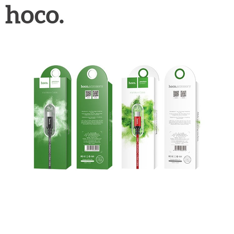 HOCO X14 2M 1.7A Micro USB Charge Data Cable for Samsung LG Sony Huawei - Red