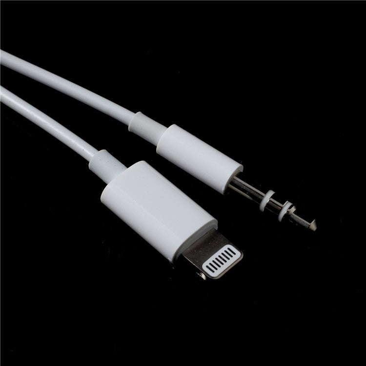 MH030 Lightning 8 Pin + 3.5mm Male to 3.5mm Male 2-in-1 AUX Audio Cable for iPhone Android - White