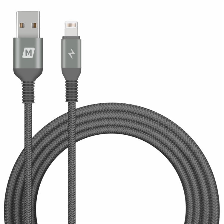 MOMAX Elite Link MFI 2M Woven Lightning 8pin USB Data Sync Charger Cable for iPhone iPad iPod - Grey