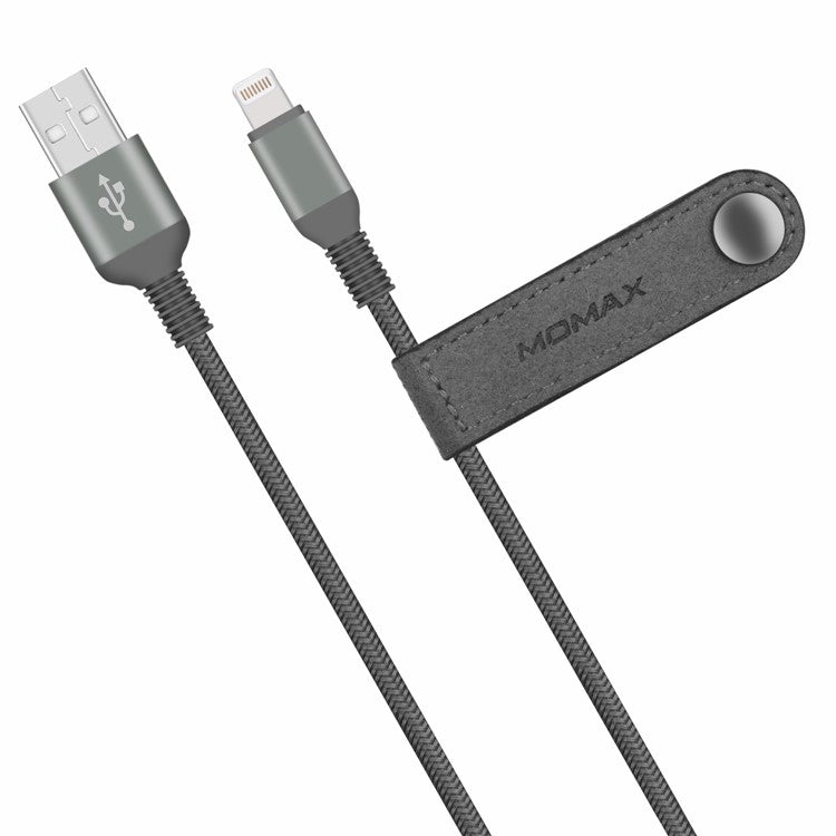 MOMAX Elite Link MFI 2M Woven Lightning 8pin USB Data Sync Charger Cable for iPhone iPad iPod - Grey