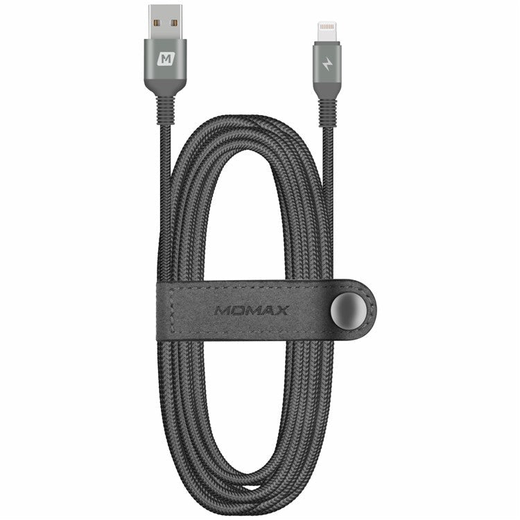MOMAX Elite Link MFI 2M Woven Lightning 8pin USB Data Sync Charger Cable for iPhone iPad iPod - Grey