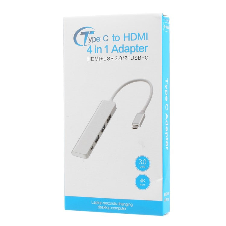 Multi-functional Aluminum Alloy 5-in-1 Type-C Hub with TF/SD Card Reader + 3 USB 3.0 Ports for MacBook Pro