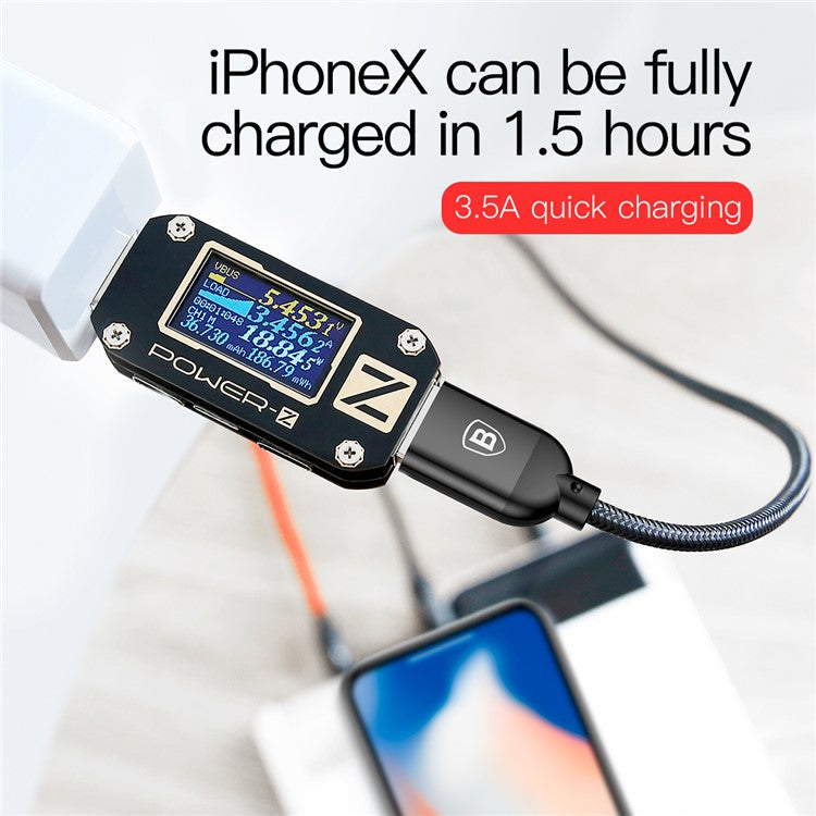 BASEUS iP + Micro USB + Type-C 3-in-1 3.5A Charging Data Cable USB Cable(0.3M) for iPhone / Huawei / LG