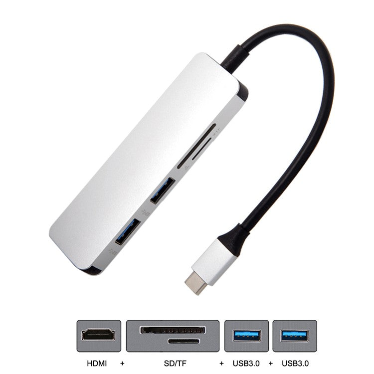 USB 3.1 Type-C to HDMI + Dual Ports USB3.0 + SD/TF Card Reader Hub Adapter for MacBook