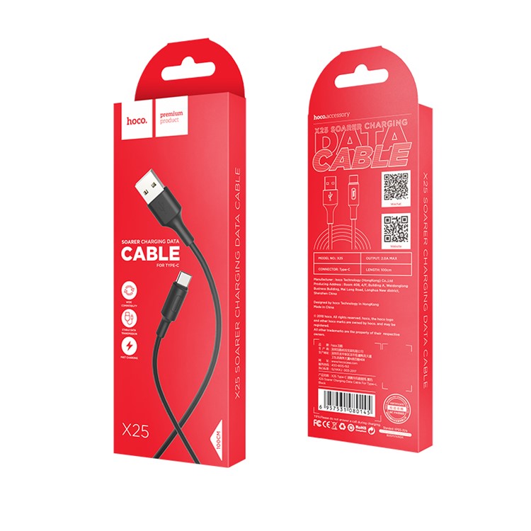 HOCO X25 1M Soarer Type-C Data Sync Charging Cable - Black