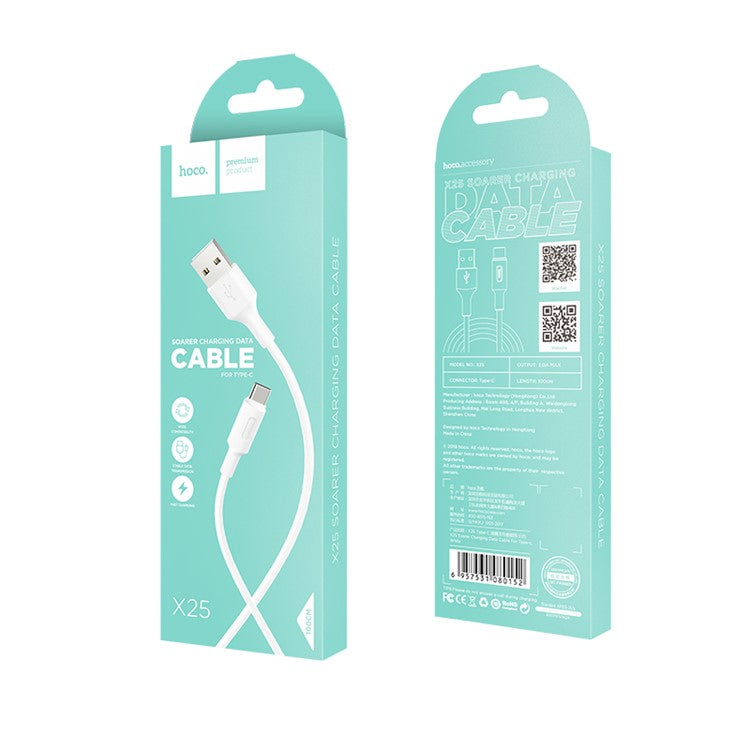 HOCO X25 1M Soarer Type-C Data Transfer Charging Cable - White