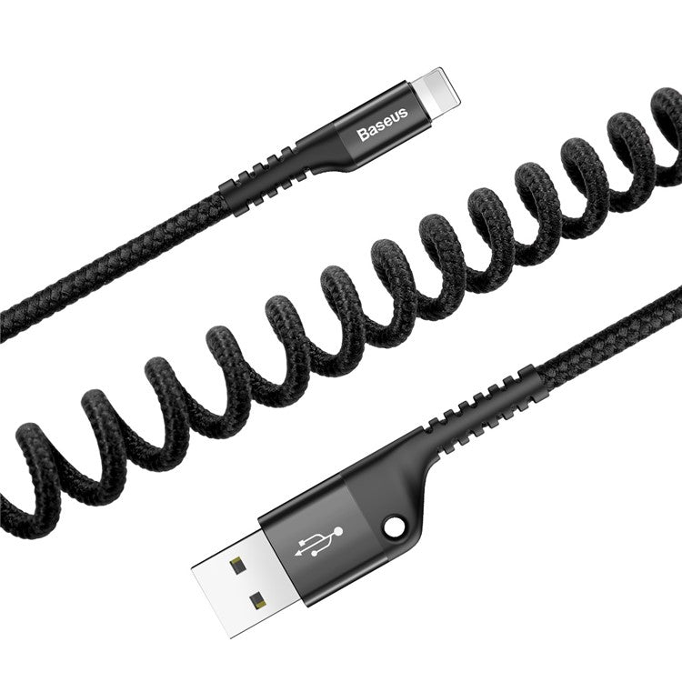 BASEUS 1m Eye Fish Spring 2A Charging Cord iP Data Cable for iPhone - Black