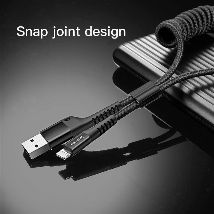 BASEUS 1m Eye Fish Spring 2A Charging Cord iP Data Cable for iPhone - Black