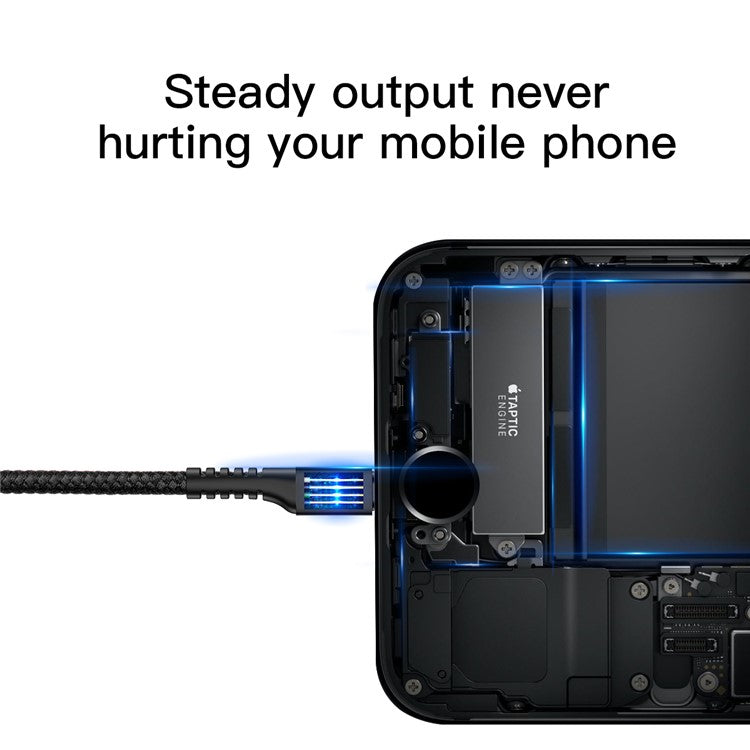 BASEUS 1m Eye Fish Spring 2A Charging Cord iP Data Cable for iPhone - Black