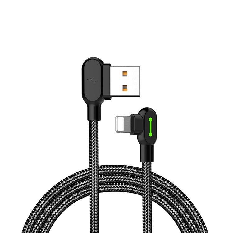 MCDODO CA-4673 90-Degree Angle Dual Bending Interface 1.8m Nylon Braided Lightning 8 Pin Charging Data-Sync Gaming Cable