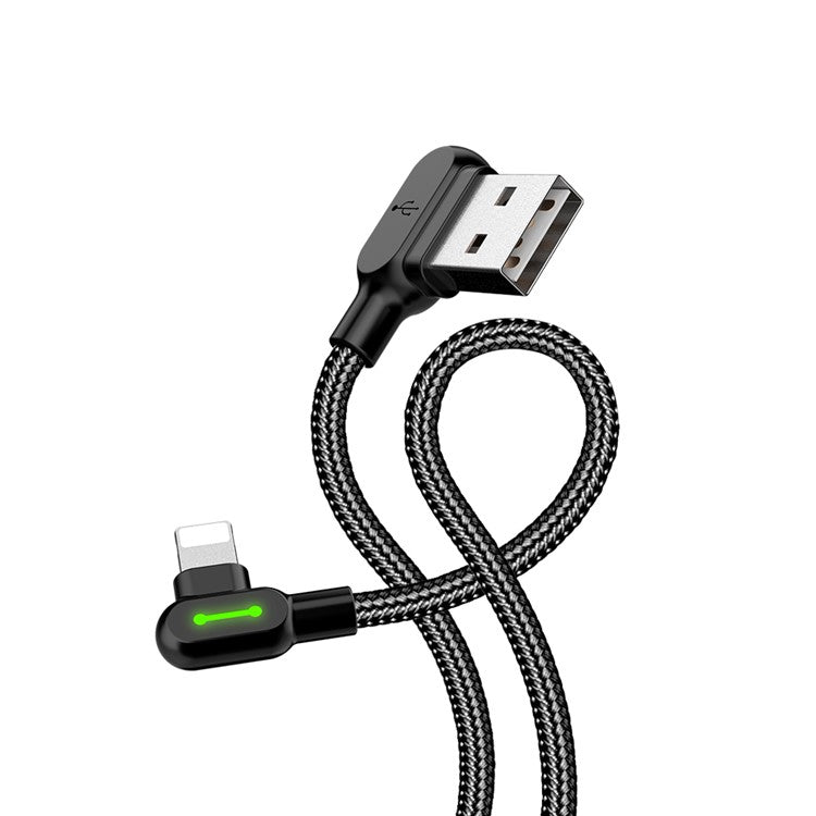 MCDODO CA-4673 90-Degree Angle Dual Bending Interface 1.8m Nylon Braided Lightning 8 Pin Charging Data-Sync Gaming Cable