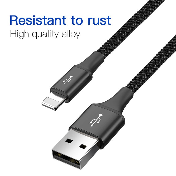 BASEUS Rapid Series 1.2m 3.5A Nylon Braided USB Cable 4-in-1 Type-C + 2 iP + Micro USB Charging Cable for iPhone Samsung Huawei - Black